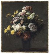 Henri Fantin-Latour Crisantemos en un florero oil painting artist